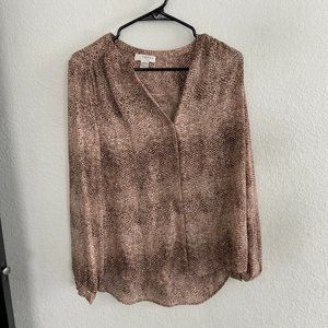 Pale Pink and Brown Snake Skin Blouse